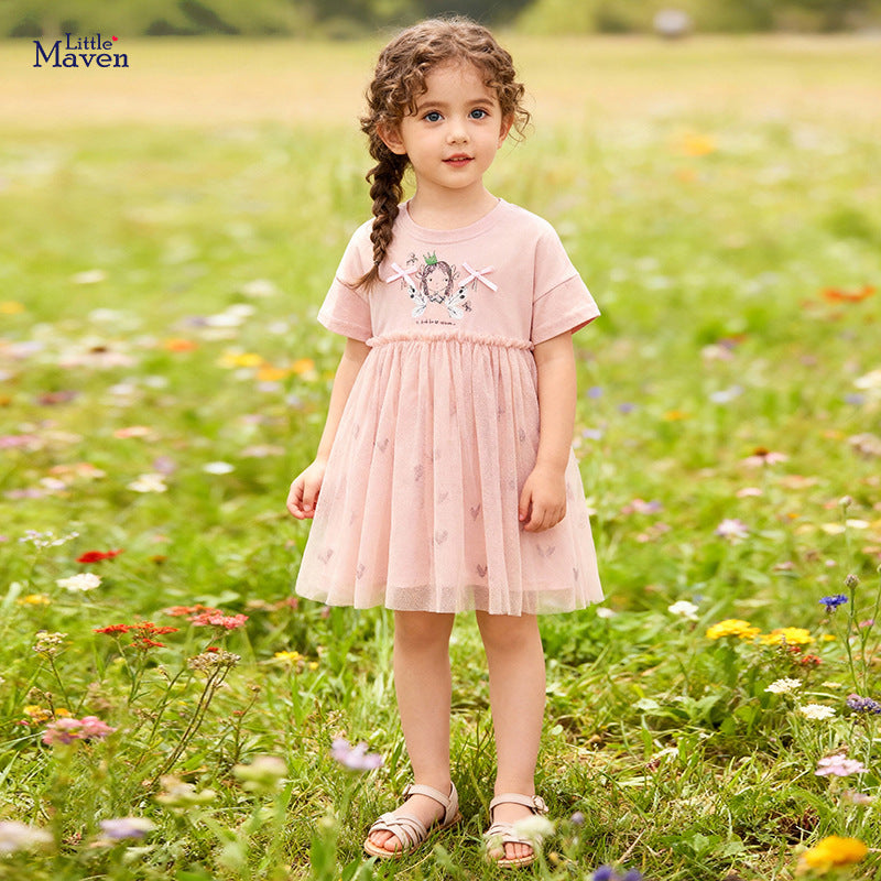 Girls' Chiffon Dress Summer Short Sleeve Cute Dress Princess Dress