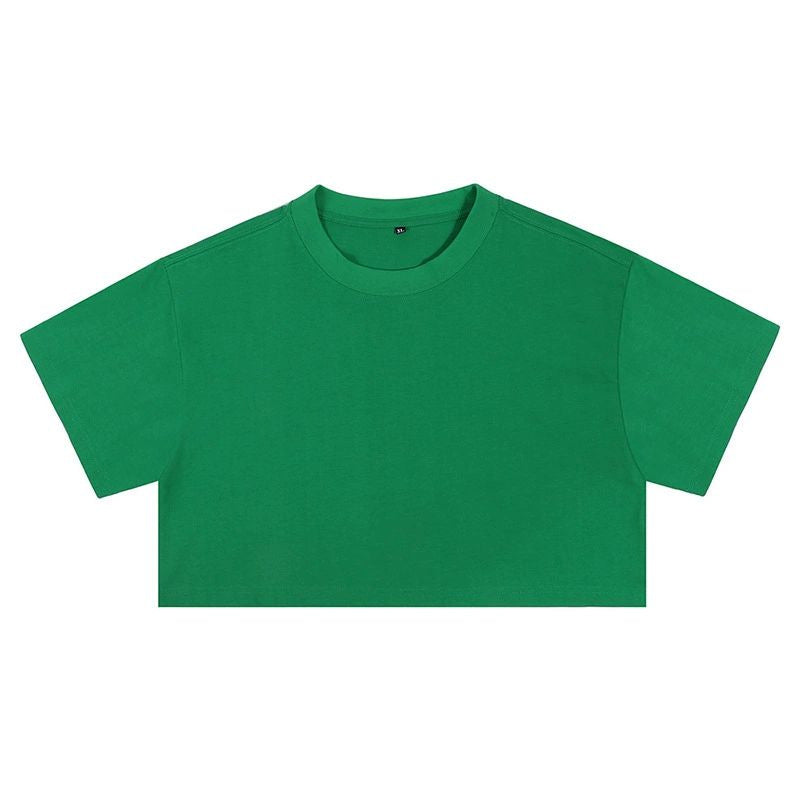 Short crop loose top women's short sleeved T-shirt with exposed navel