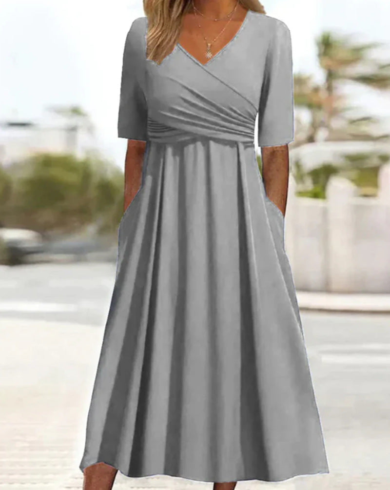 Short sleeved dress with front cross personalized dress