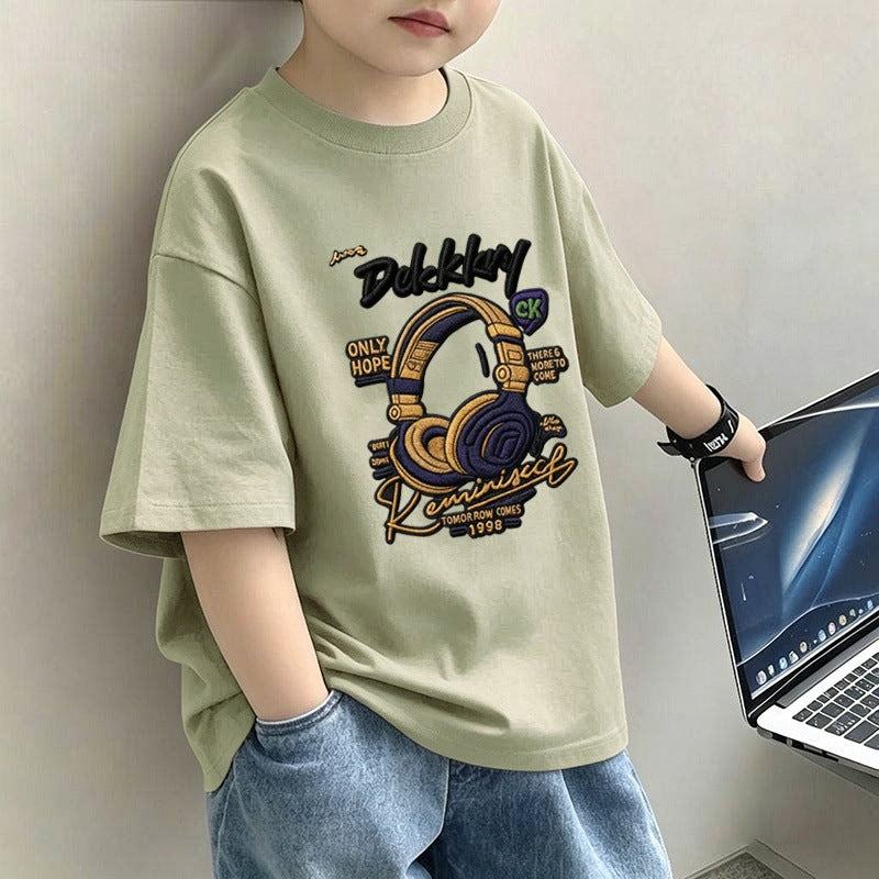 Children's Short Sleeve T-Shirt  Boy Lightweight Half Sleeve Trendy Brand Boy Top