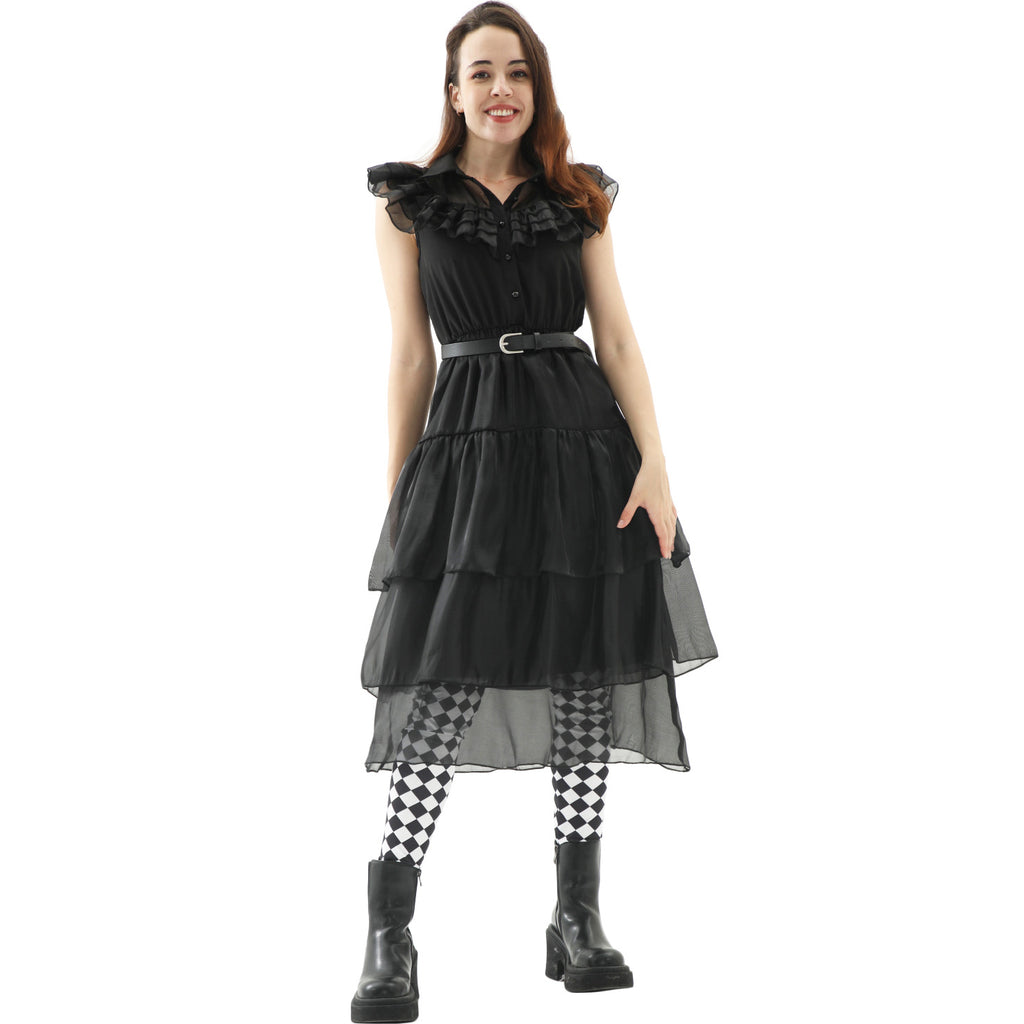 Wednesday Adams Family COS Dress Wednesday Dress Halloween Punk Dress