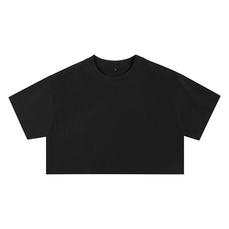 Short crop loose top women's short sleeved T-shirt with exposed navel