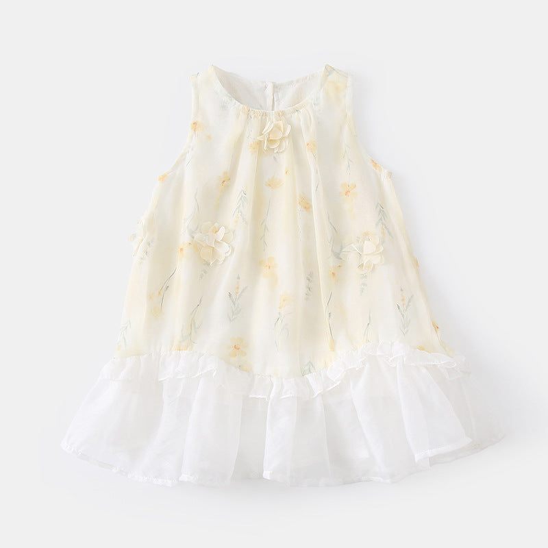 Kids' Chiffon Summer Dress in Yellow
