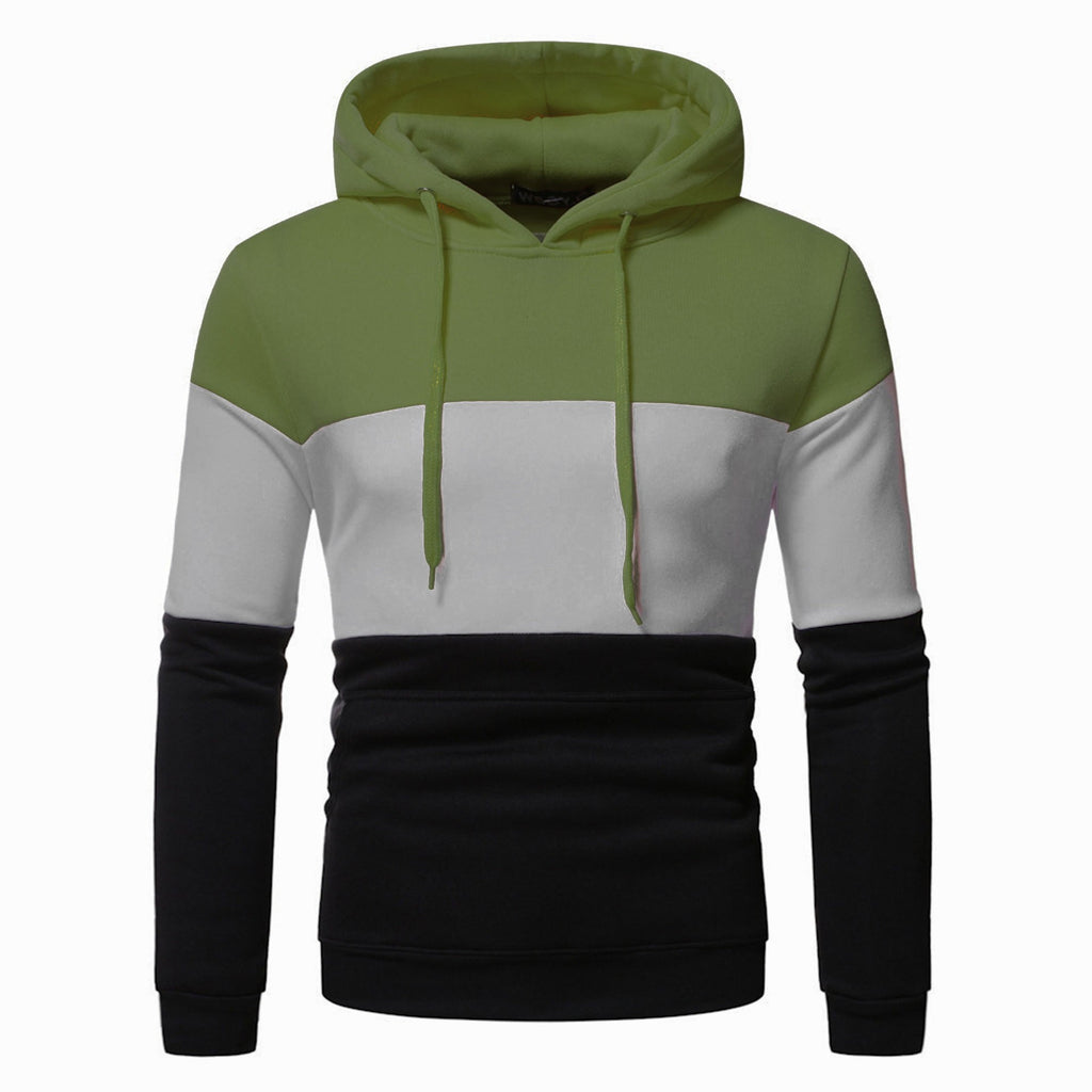 Men's Casual Three-Color Spliced Hoodie