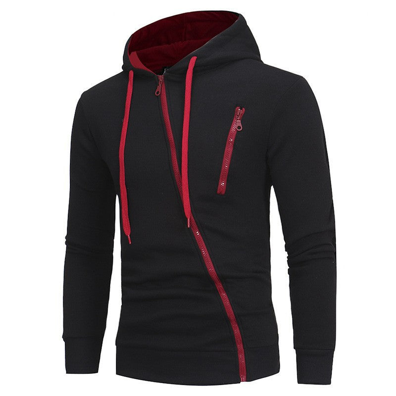 Men’s Diagonal-Zip Fleece Hoodie