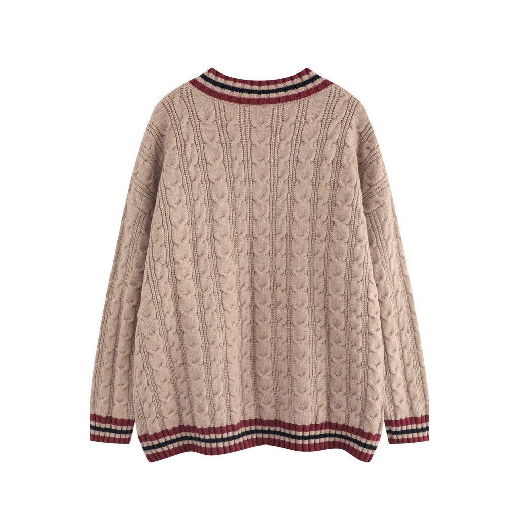 Color blocked ribbed digital sweater
