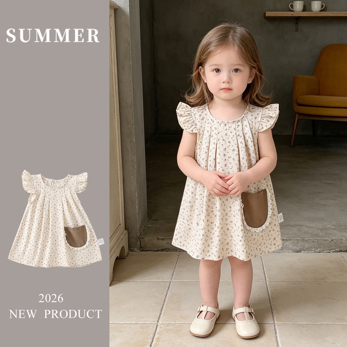 Floral Dress for Girls Sleeveless Dress Stylish Princess Dress for Kids