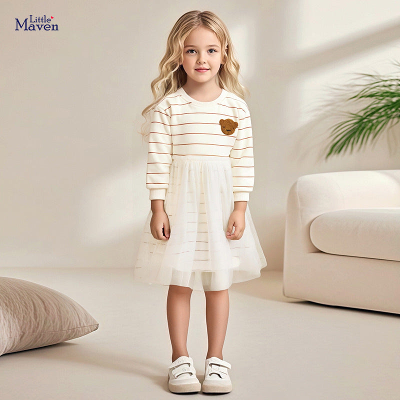 Fashion Mesh Girl's Dress, Cartoon Princess Dress for KidsTrendy Children's Dress