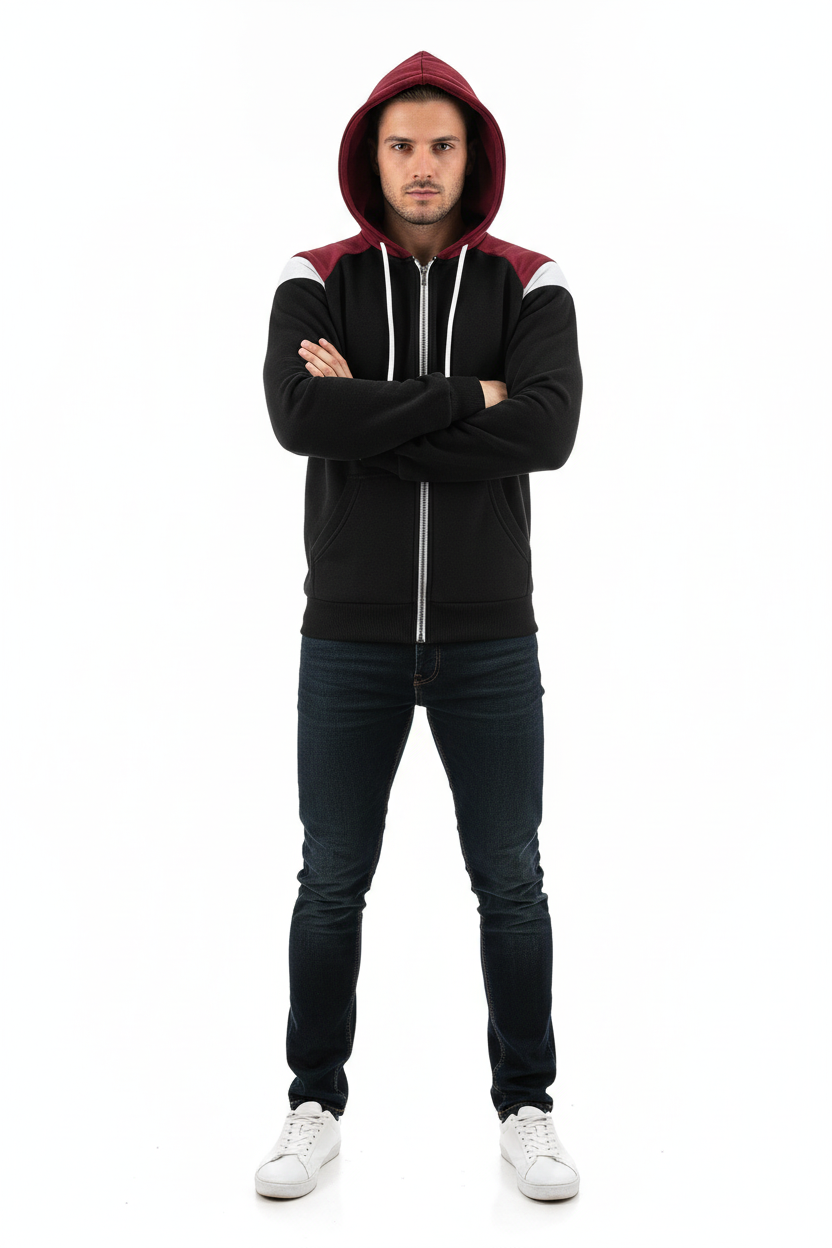 Colour Block Hooded Sweatshirt