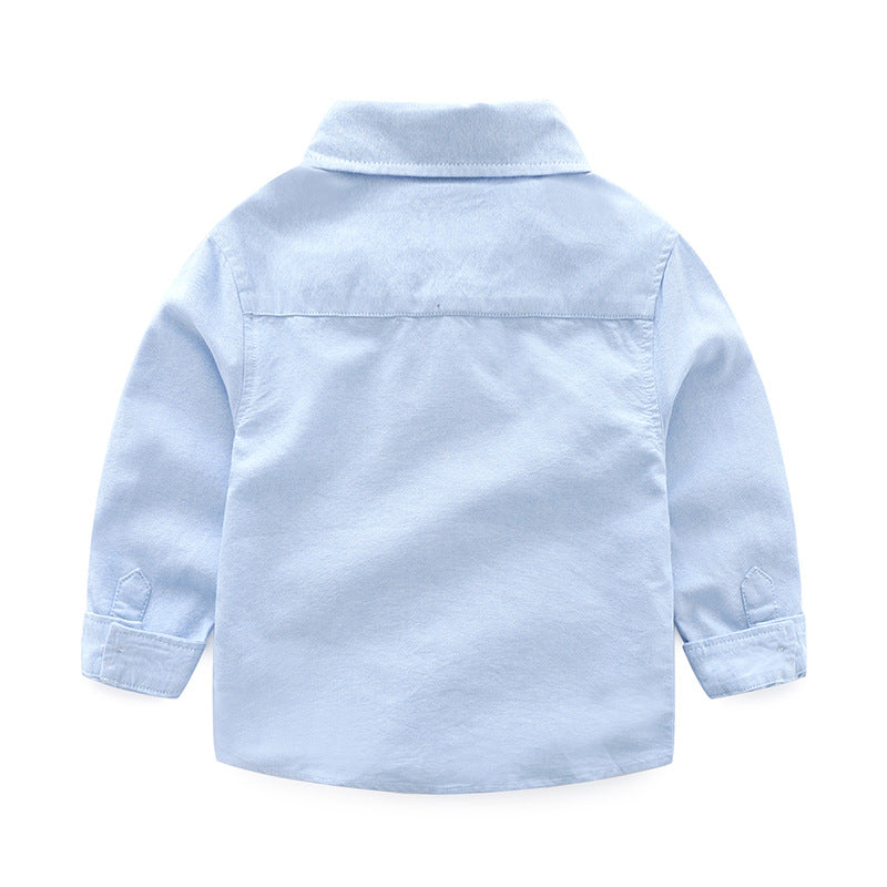 Long Sleeve Shirt Spring New Style White Shirt for Toddlers 1-3 Years Old Boys and Girls
