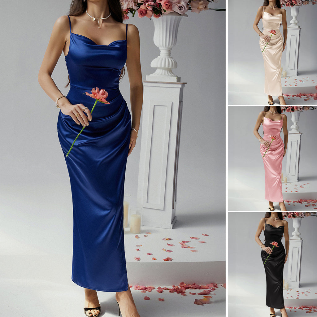 Sleeveless Slip Midi Dress - Solid Colour