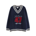 Color blocked ribbed digital sweater