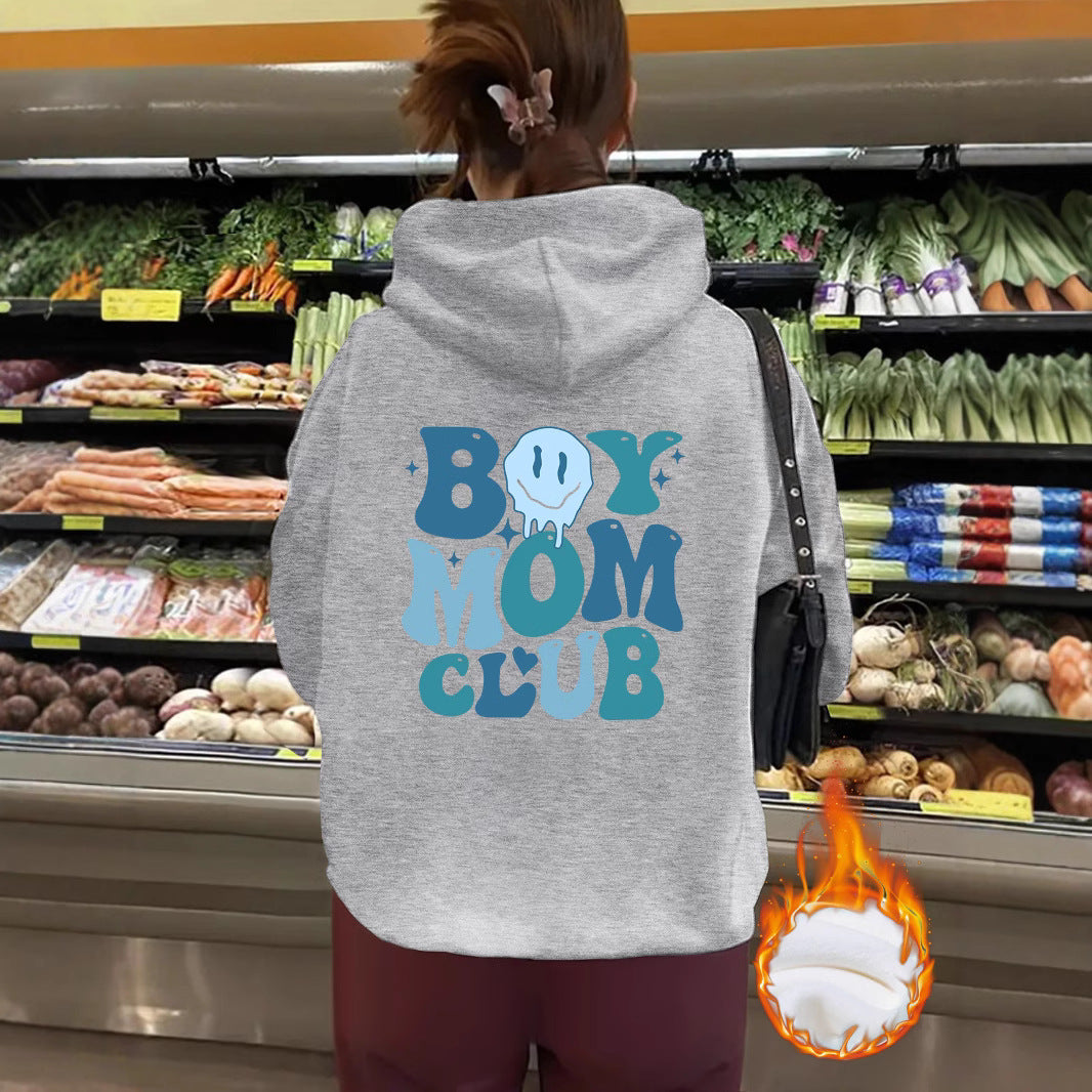 Thick BOY MOM CLUB printed hoodie
