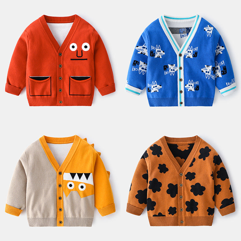 Boy Knit Cardigan Sweater Coat Children's Clothing Baby Toddler Boy Wholesale