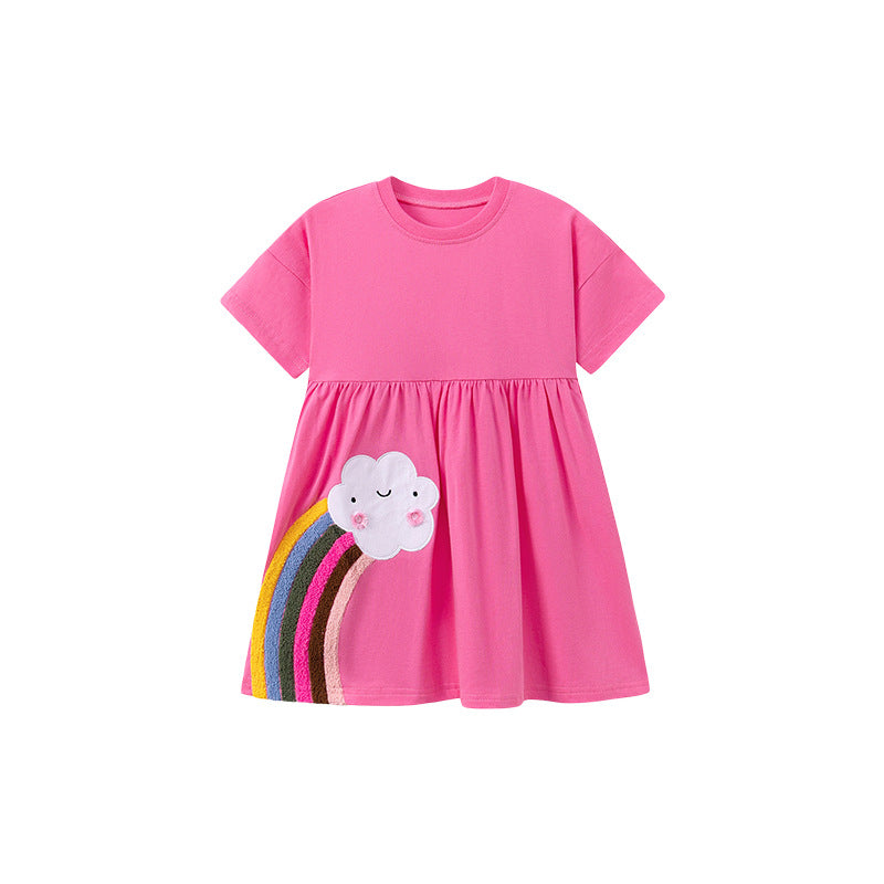 Girls' Dress Summer Short Sleeve Children's Dress Cute Princess Dress