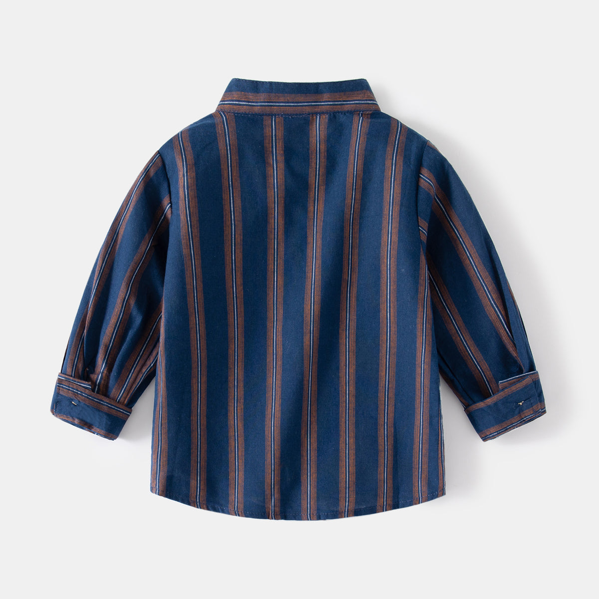 Long Sleeve Shirt Korean Style Boy Standing Collar Striped Dress Shirt Baby Top Fashion Kids Clothing Wholesale