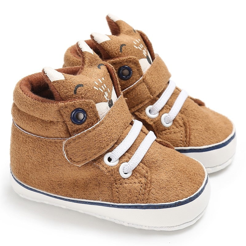 Baby Autumn Shoes Kid Boy Girl Fox Head Lace Cotton Cloth First Walker Anti-slip Soft Sole Toddler Sneaker 1 Pair