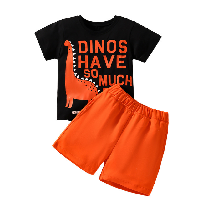 Summer European and American children short sleeved knitted cotton boy set