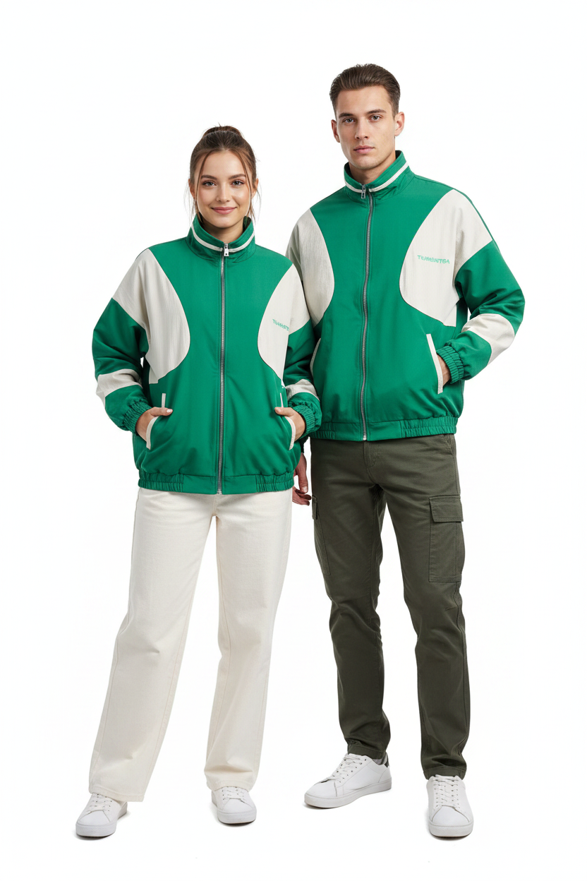 Color-block Zip-up Stand Collar Loose Casual Fitted Sport Jacket