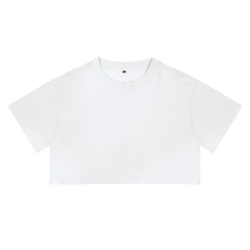 Short crop loose top women's short sleeved T-shirt with exposed navel