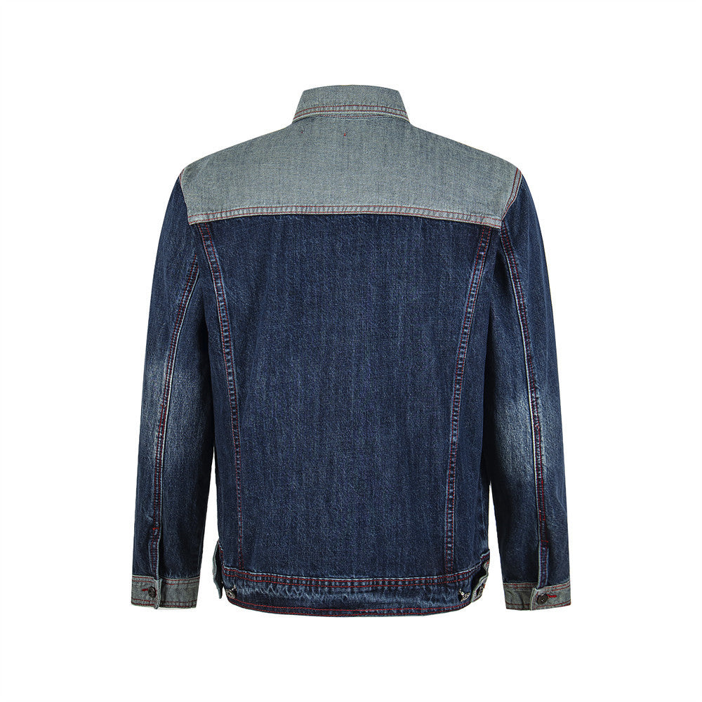 Men's Colour Block Patchwork Denim Jacket