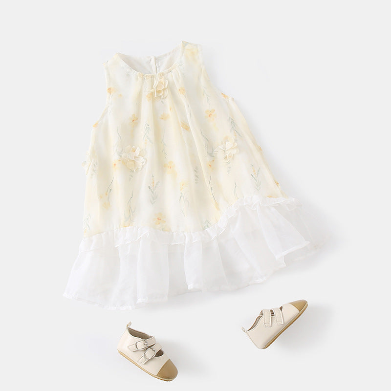 Kids' Chiffon Summer Dress in Yellow