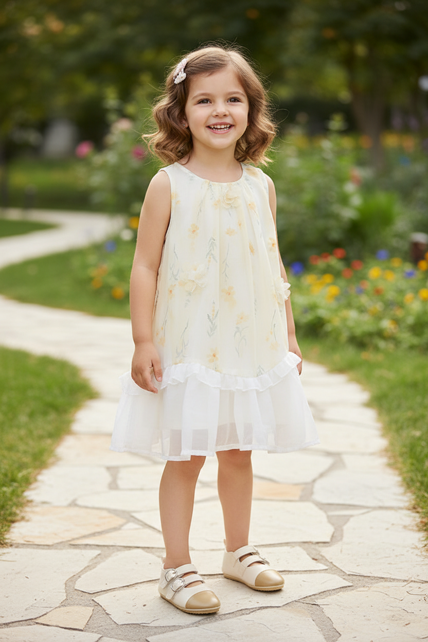 Kids' Chiffon Summer Dress in Yellow