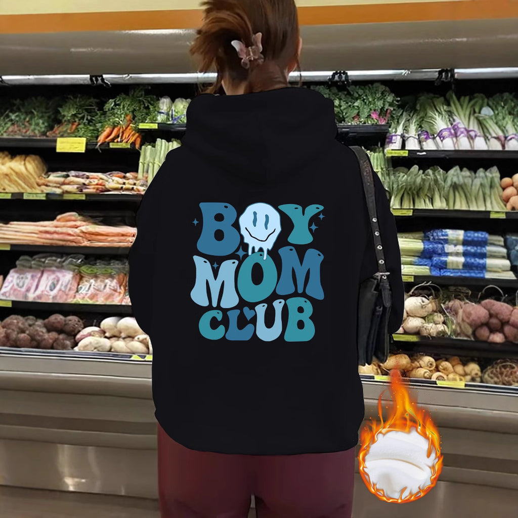 Thick BOY MOM CLUB printed hoodie