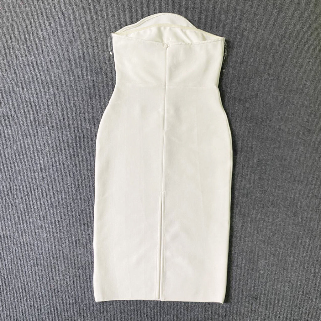 Women’s White 3D Floral Fitted Dress