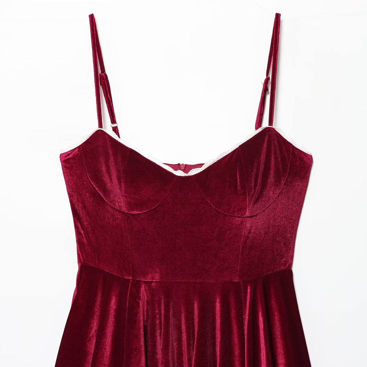 Autumn and Winter Velvet Lace Mini Strap Dress