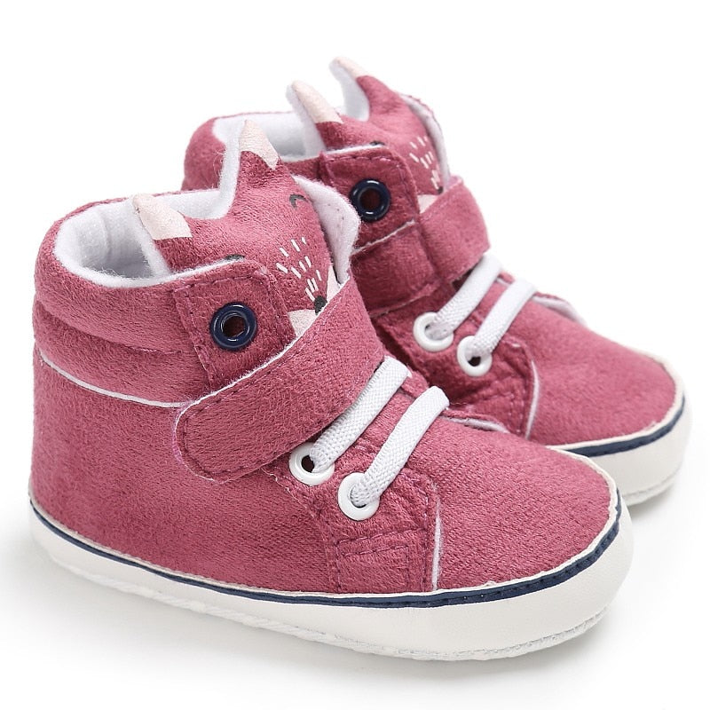 Baby Autumn Shoes Kid Boy Girl Fox Head Lace Cotton Cloth First Walker Anti-slip Soft Sole Toddler Sneaker 1 Pair