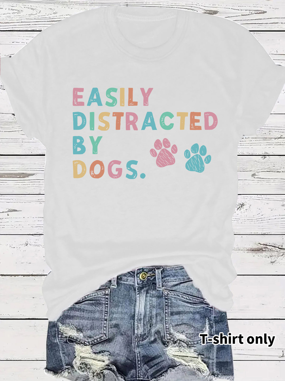 Printed short sleeved pet enthusiast printed round neck