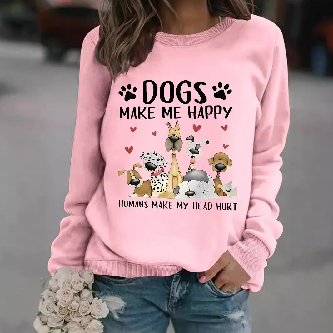 Round-neck DOGS Print Crew Sweatshirt