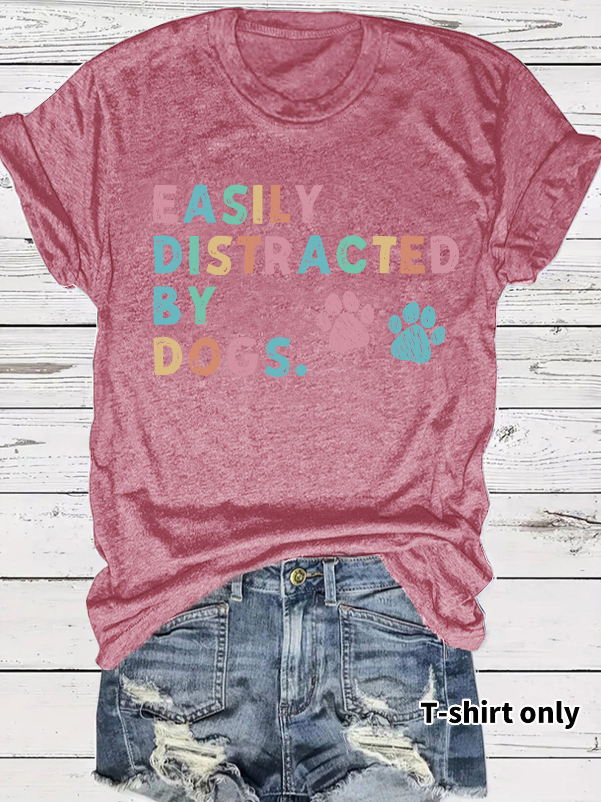 Printed short sleeved pet enthusiast printed round neck