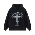 Men's Cross Letter Print Zip-Up Hoodie
