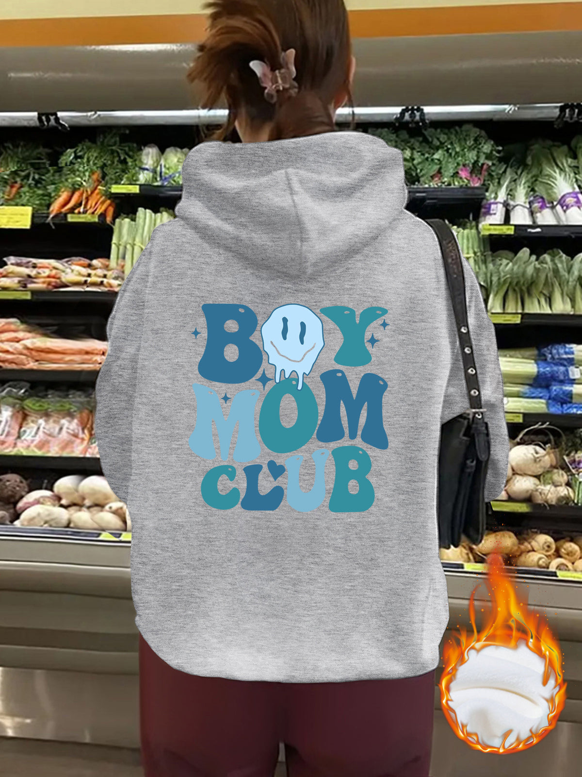 Thick BOY MOM CLUB printed hoodie