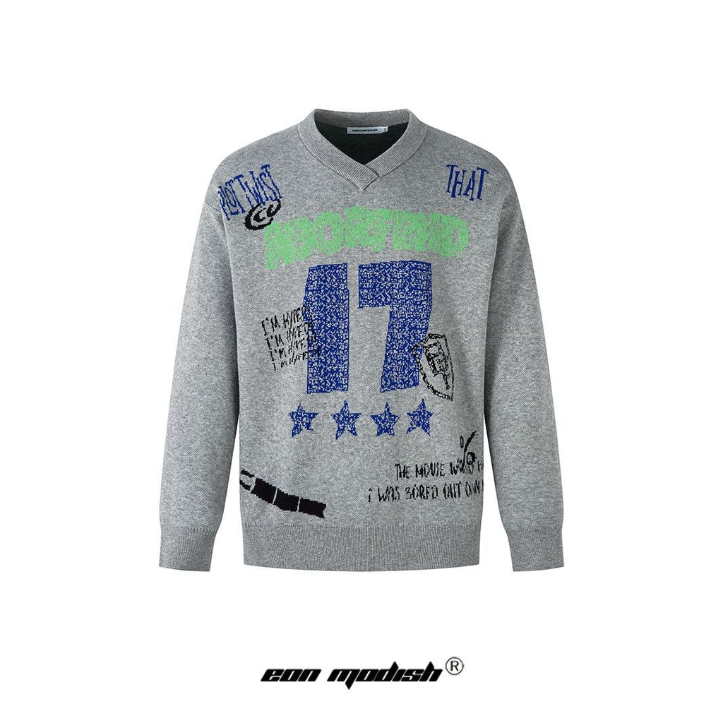 Modish  Retro Jacquard Crew Neck Sweater