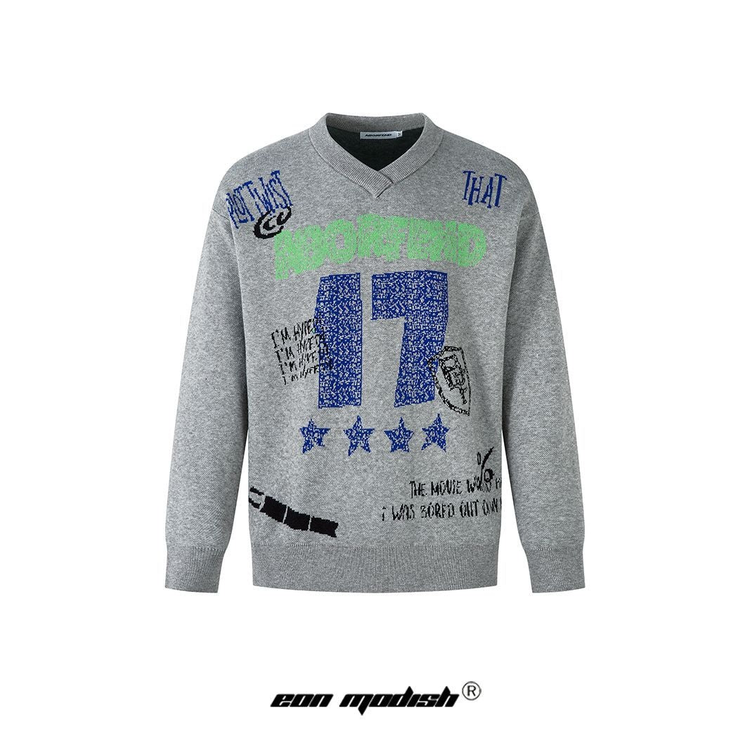 Modish  Retro Jacquard Crew Neck Sweater