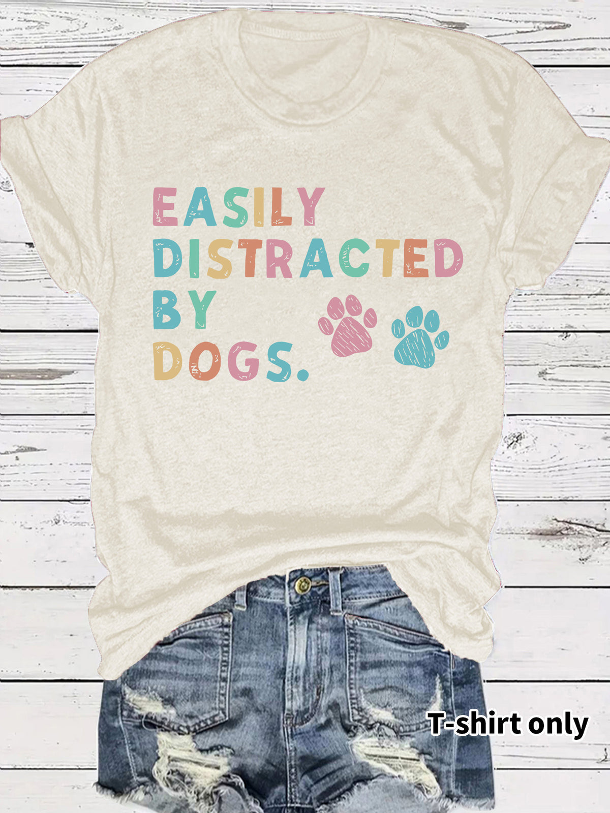 Printed short sleeved pet enthusiast printed round neck