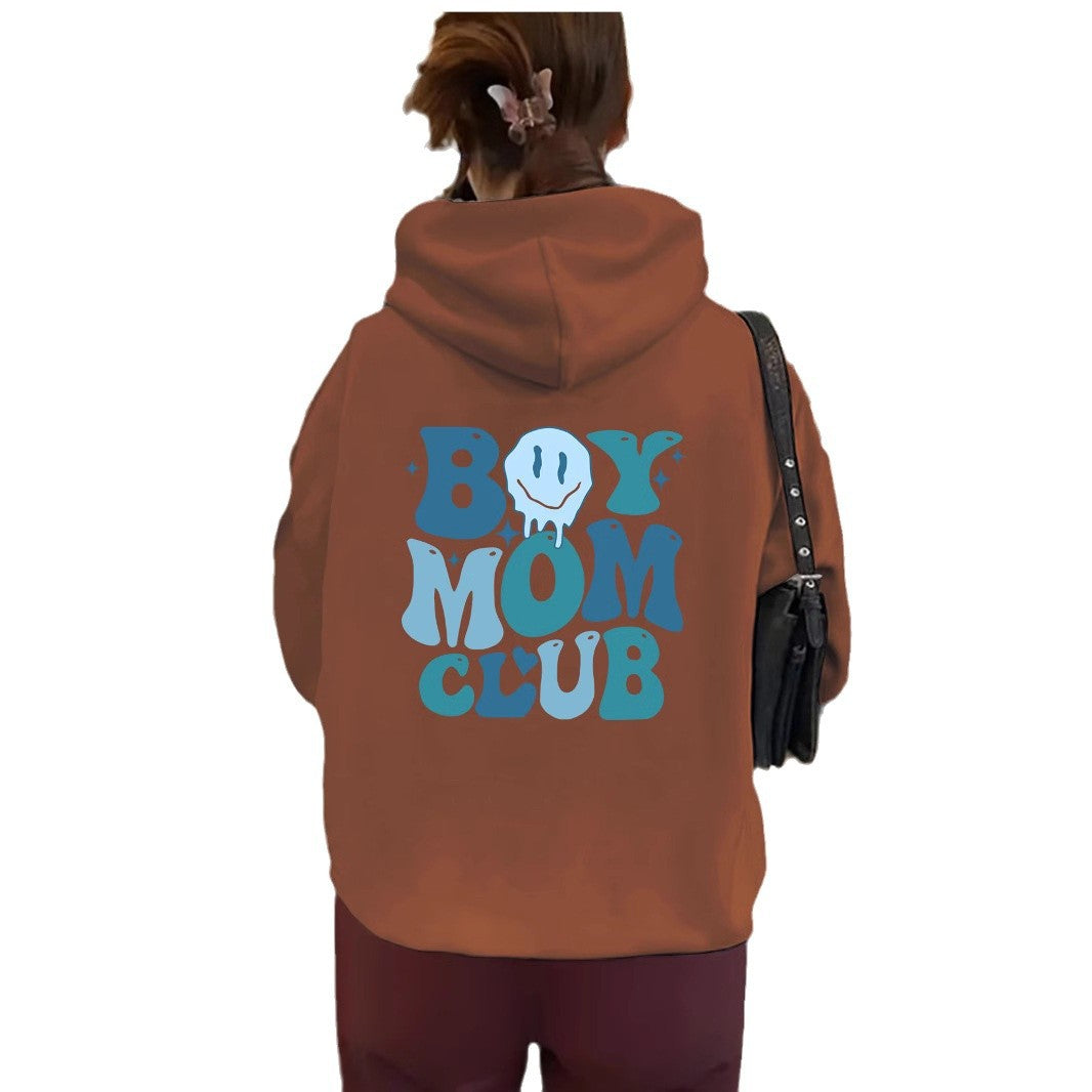 Thick BOY MOM CLUB printed hoodie