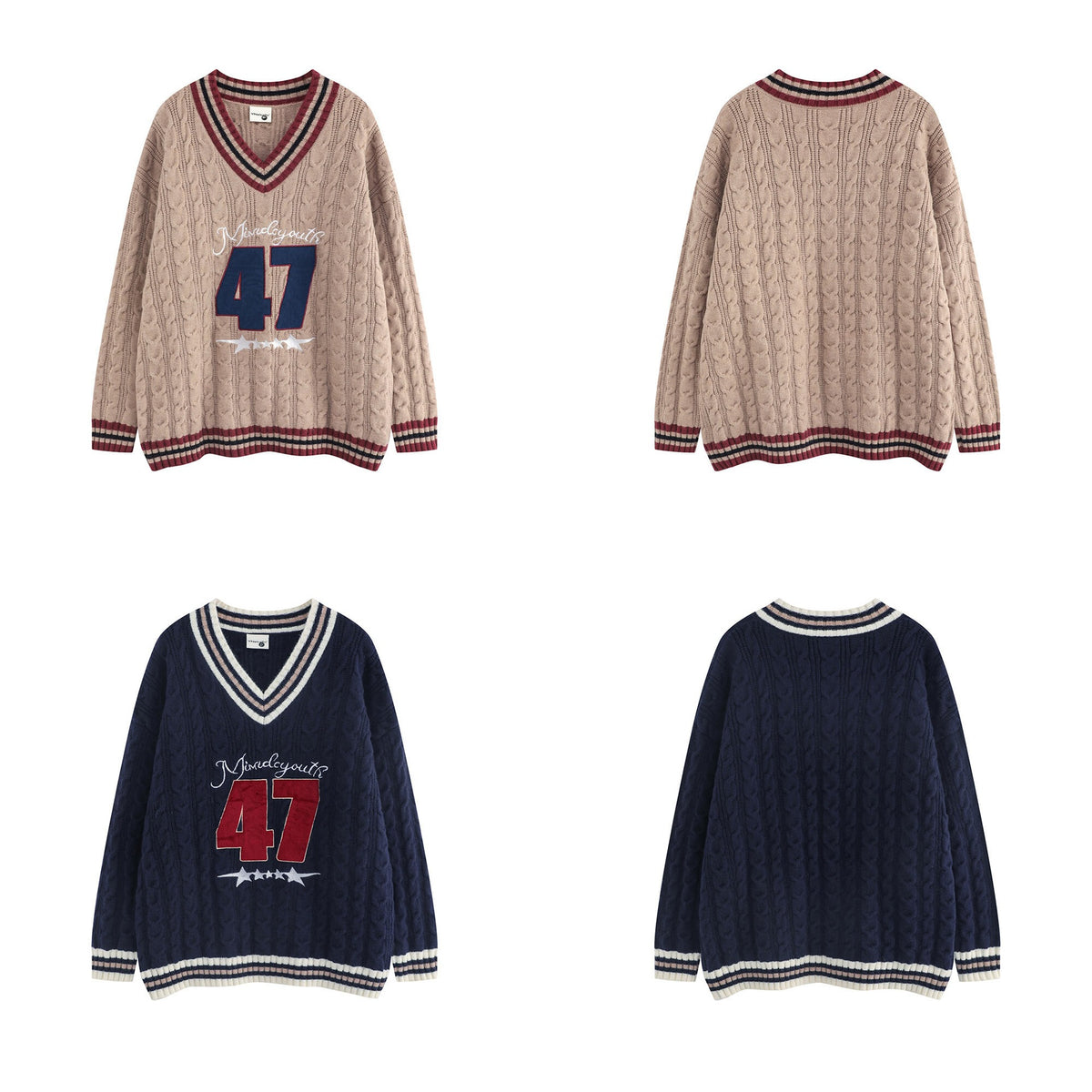 Color blocked ribbed digital sweater