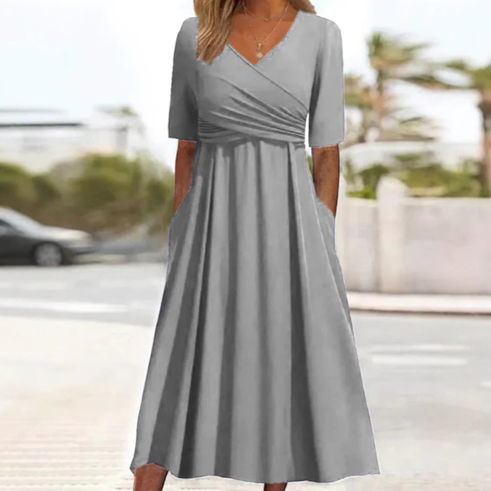 Short sleeved dress with front cross personalized dress