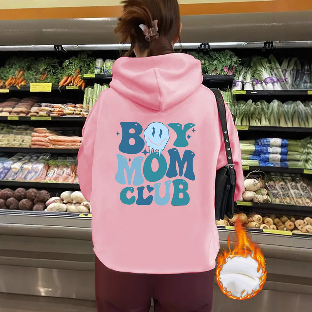 Thick BOY MOM CLUB printed hoodie