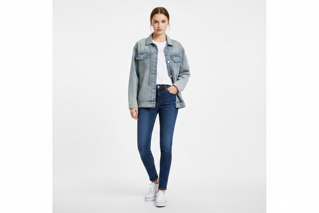 Heavy Worked Distressed Pad Shoulder Denim Straight Shoulder Jacket Men