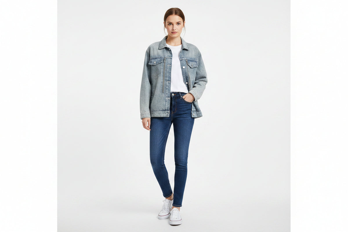 Heavy Worked Distressed Pad Shoulder Denim Straight Shoulder Jacket Men