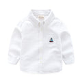 Long Sleeve Shirt Spring New Style White Shirt for Toddlers 1-3 Years Old Boys and Girls