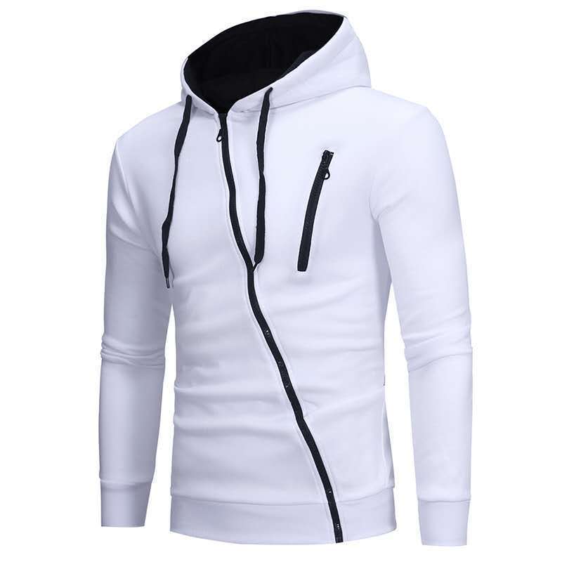 Men’s Diagonal-Zip Fleece Hoodie
