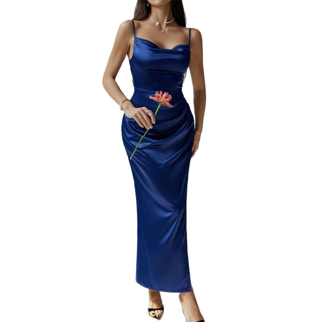 Sleeveless Slip Midi Dress - Solid Colour