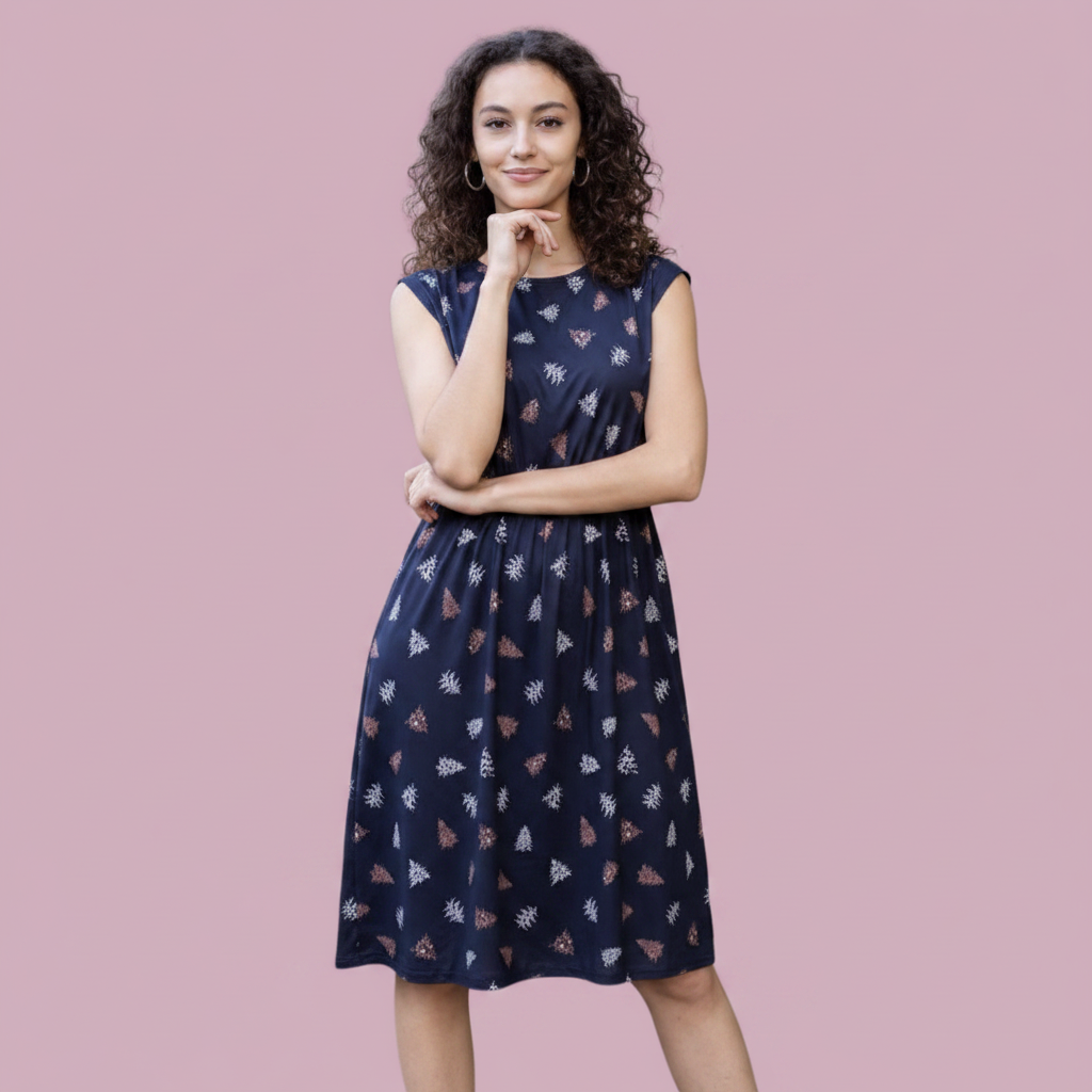Brown Leopard Knee Length Breastfeeding Dress | Nursing Dress | MilkyMoonn