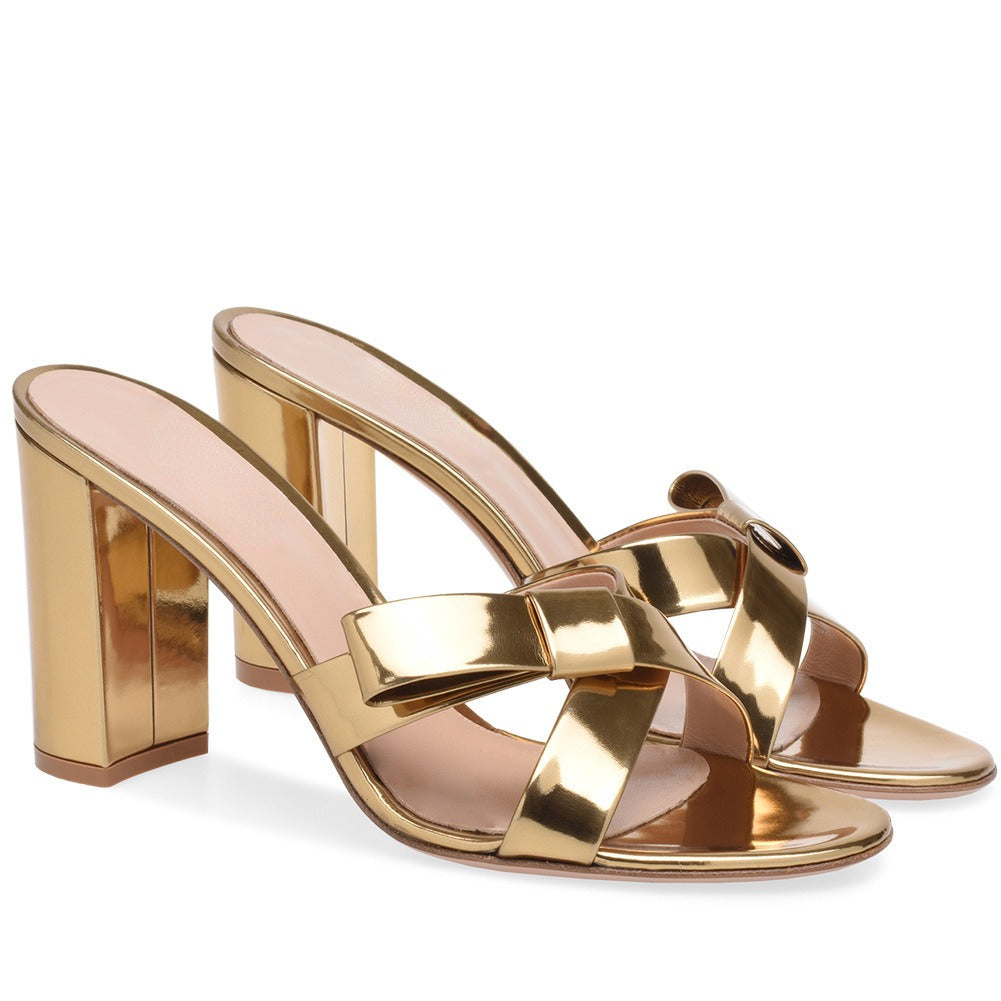 European and American Womens Gold Thick High Heels Sandals, Slippers, Muller Shoes, Chengdu Fashion Womens Shoes